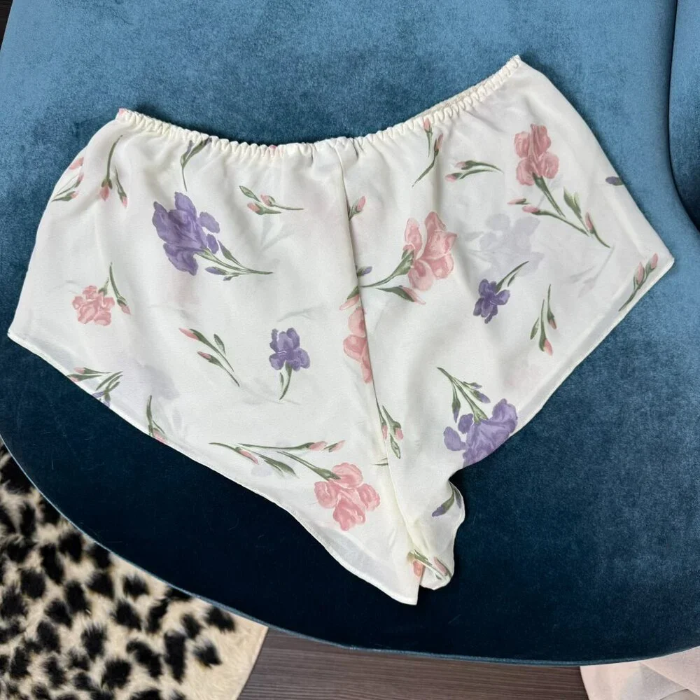 Vintage 90s Versailles Floral Two-Piece Sheer Cami & Tap Shorts Set Medium - Picture 4 of 7